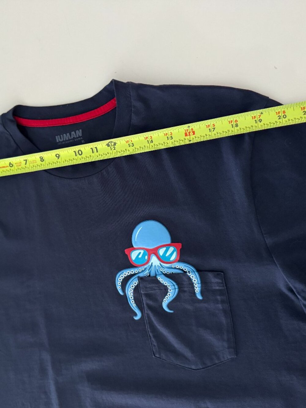 IUMAN Intimissimi Octopus Print Short Cotton T-Shirt Dark Blue New, Size XL - Picture 9 of 16